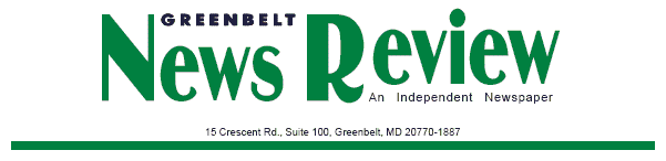 Masthead for the Greenbelt News Review, An Independent Newspaper, located at 15 Crescent Road, Suite 100, Greenbelt, MD 20770