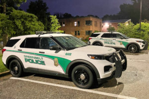 Police parked at forum