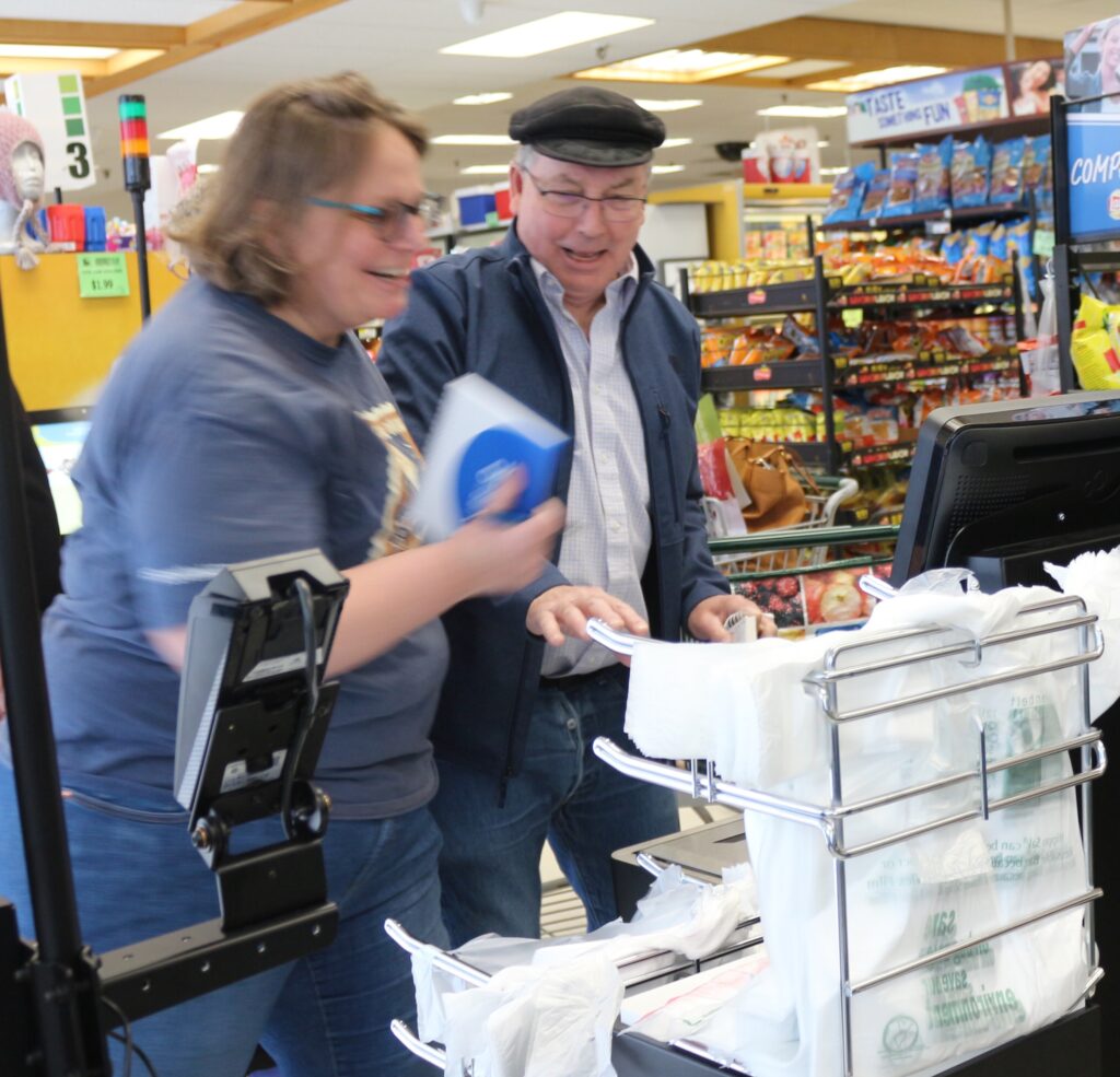 Kyla and Daniel self-checkout