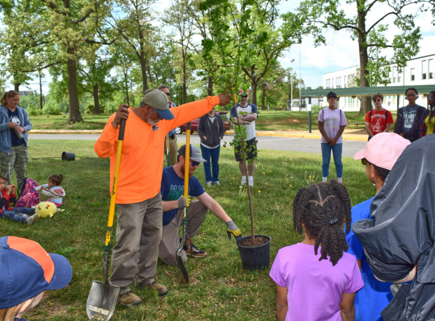 Volunteers Plant 50 Trees, Bushes At French School for Earth Day