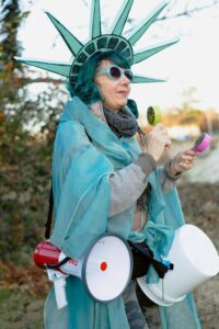 Lady Liberty at protest