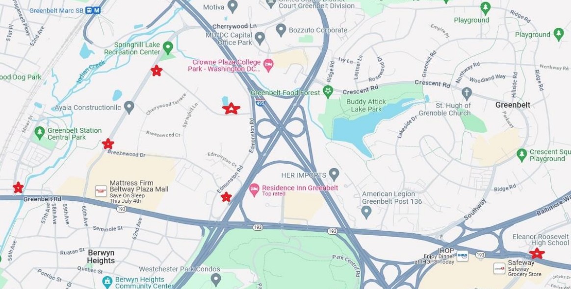Map of proposed camera locations
